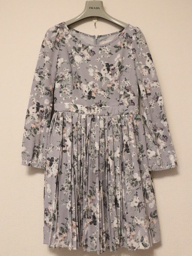 清楚系!超美品! 31 sons de mode 花柄 プリーツワンピース 水色 38拍卖