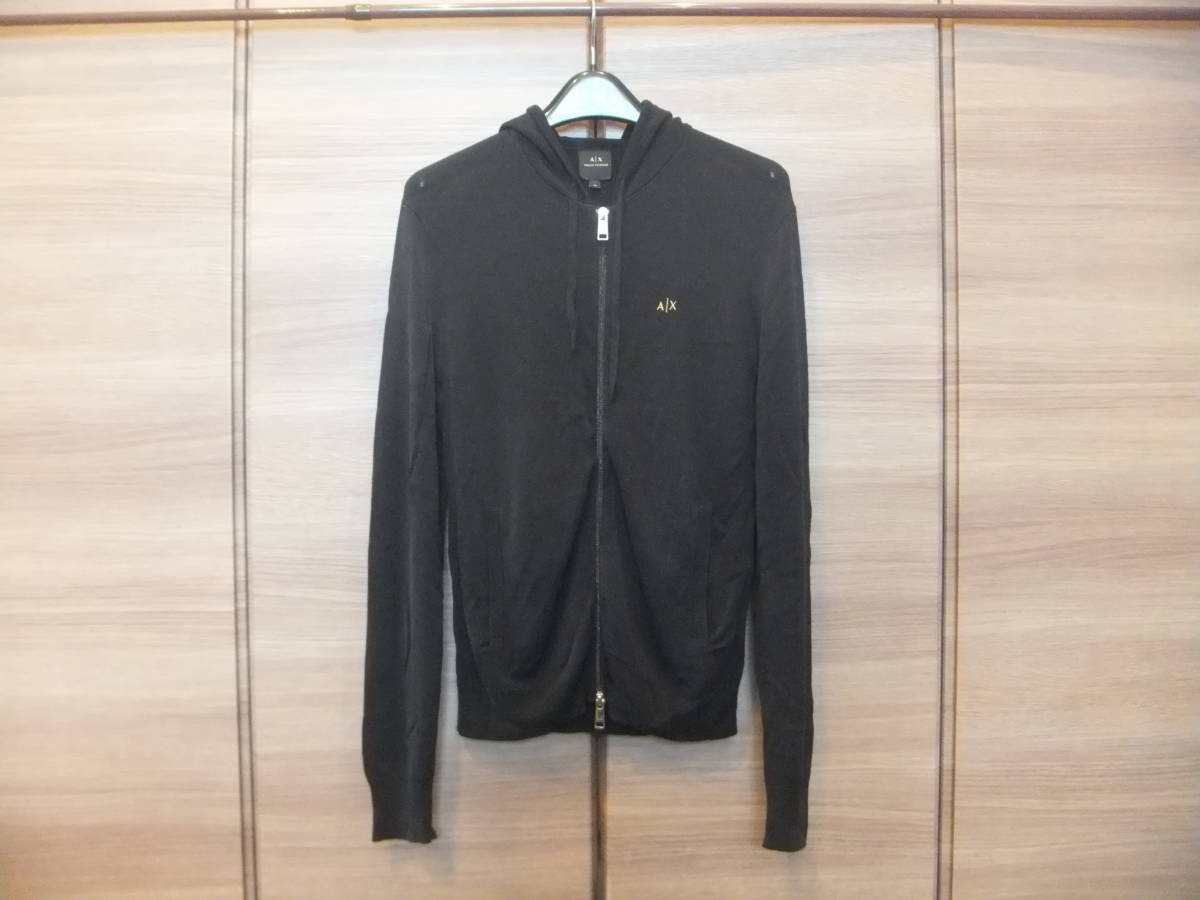 ★ ARMANI EXCHANGE(アルマーニエクスチェンジ) 薄手ニット生地ダブルジップパーカー 黒 XS ★拍卖