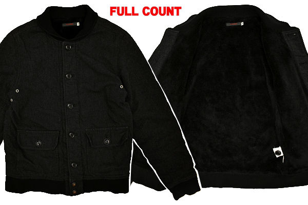 A-3860★美品★FULLCOUNT フルカウント★日本製 ブラック黒色 裏地ボア ウール ジャケット ジャンパー 36拍卖