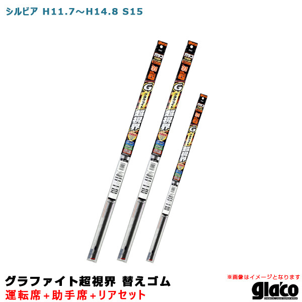 ガラコワイパー グラファイト超視界 替えゴム 車種別セット シルビア H11.7~H14.8 S15 運転席+助手席+リア ソフト99拍卖