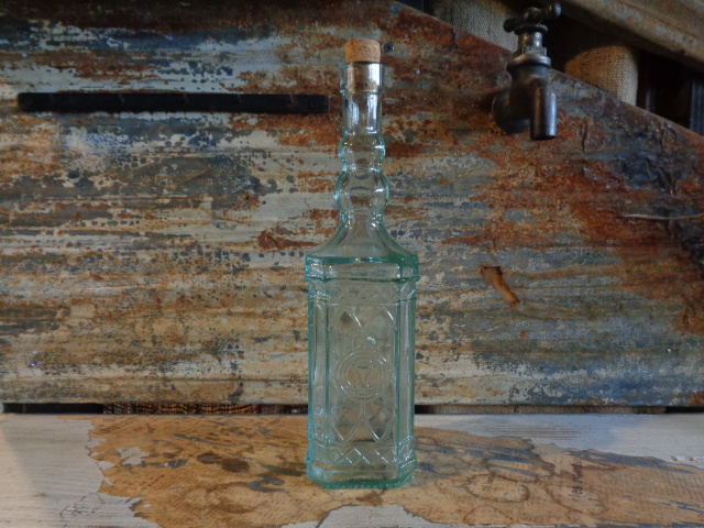 【フランス蚤の市ガラスボトル】スペイン製ウォーターサーバー水差しコルク栓古道具アンティーク骨董インテリア花瓶インダストリアル拍卖