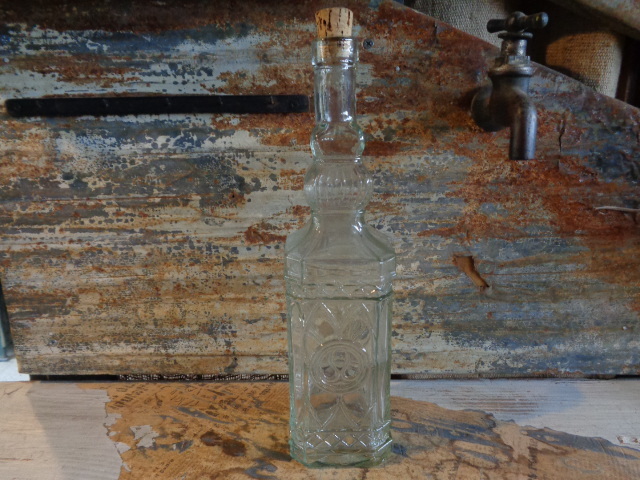 【フランス蚤の市ガラスボトル】スペイン製コルク栓ウォーターサーバー水差し古道具アンティーク骨董インテリア花瓶インダストリアル拍卖