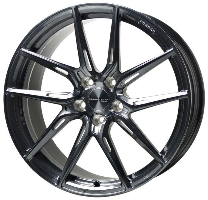 【M's】 トラフィックスターフォージド TSF-02 4本セット ブラッシュド & ブラッククリア 19x8.0J 5H PCD 114.3 +42 アルミホイール 鍛造拍卖