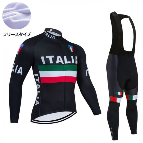 新品 長袖 裏起毛 上下セット No89 Mサイズ イタリア サイクルジャージ ウェア メンズ サイクリング MTB ロードバイク 自転車 フリース拍卖