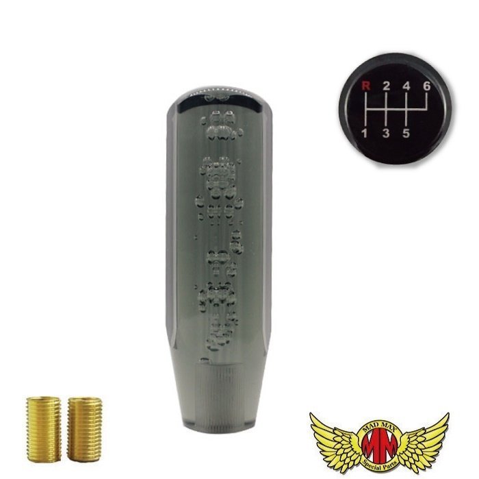 MADMAX トラック用品 クリスタル シフトノブ 泡 150mm スモーク いすゞ 07エルフのローキャブ用/変換アダプター付【送料800円】拍卖