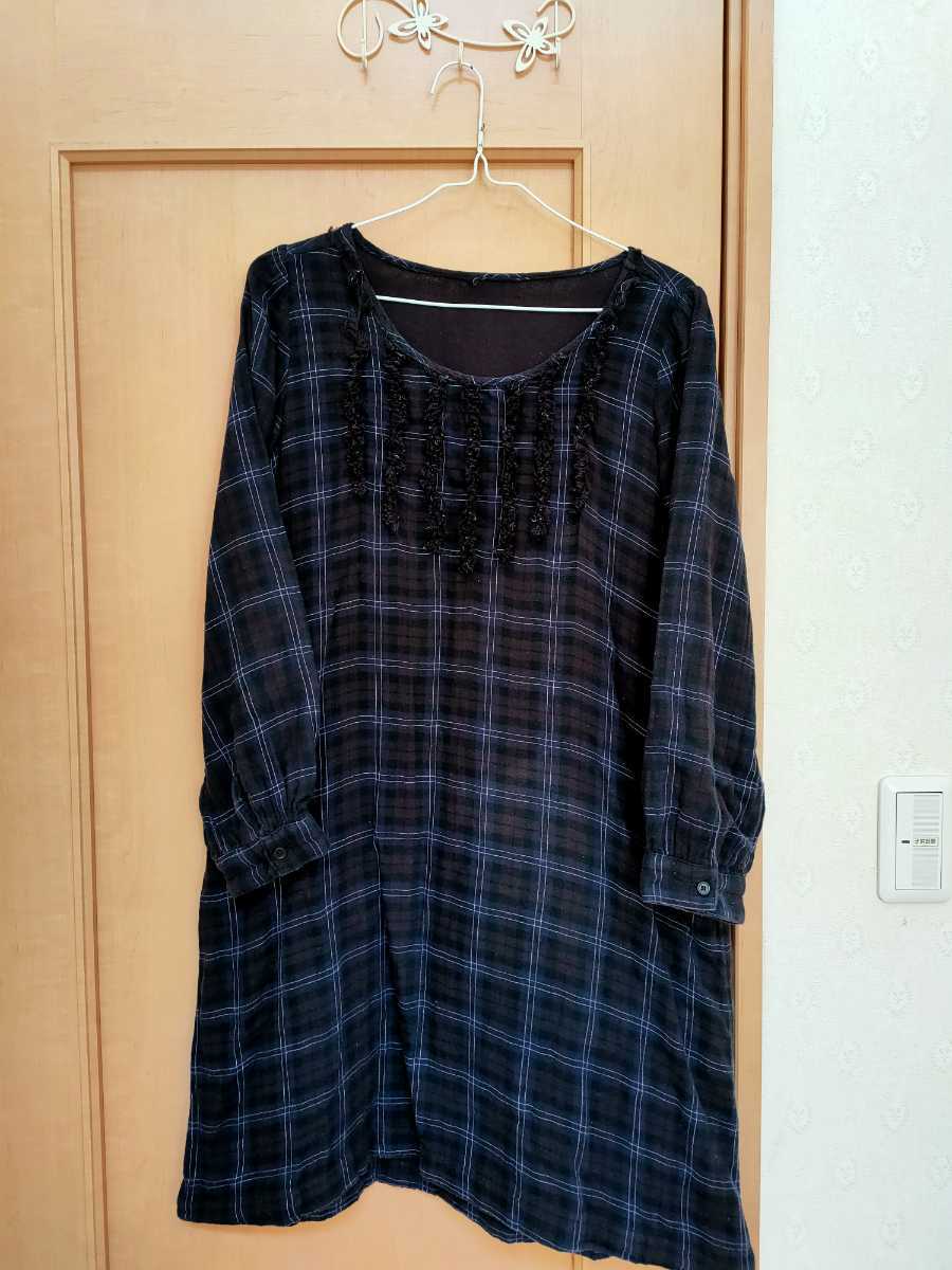 サイズM☆レディース☆フェリシモ☆ワインカラーのチェック柄ワンピ・チュニック・送料込み拍卖