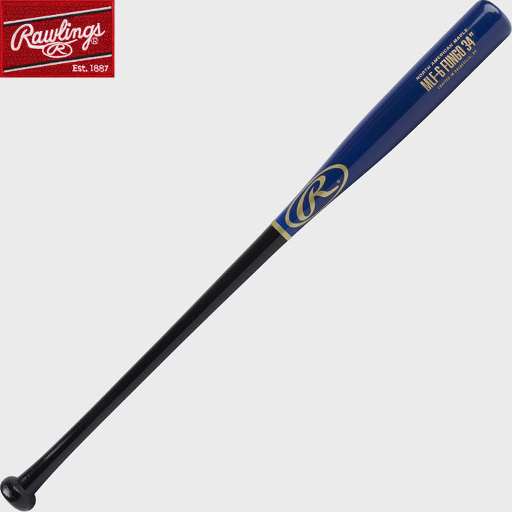 【日本未発売】ローリングス 野球 木製 ノックバット RAWLINGS MAPLE FUNGO BAT 94cm ネイビー /ブラック rwmlf-navy37拍卖
