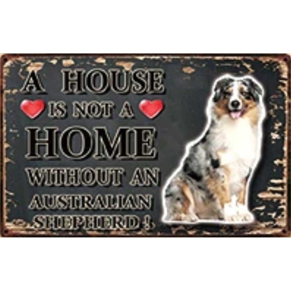 A3398 メタル サイン ブリキ 看板 金属 プレート パネル 店 注意 危険 動物 ペット 犬 オーストラリアン シェパード【3575】拍卖