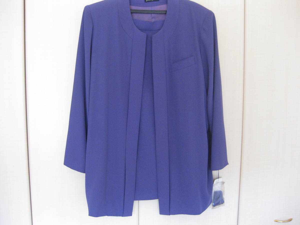 ★爆安★2着同時出品★訳有/タグ付/超美在庫品★コートスーツ&ブラウス&スカーフ付スーツ★L寸★拍卖