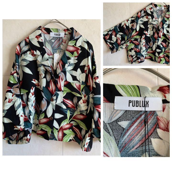 新品未使用★PUBLUX パブリュクス リゾート柄シャツ 半袖 MA36拍卖