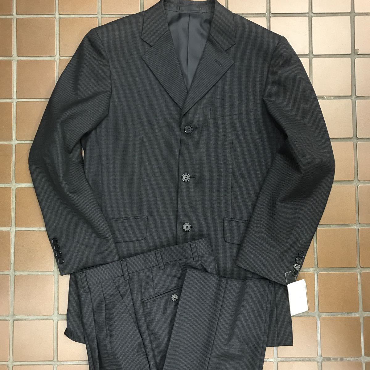 【新品★激安タグ付き】紳士服 背広 秋冬/リクルートスーツ 3つボタンスーツ/サイズL A6 濃紺/サイドベンツ 2タック サラサラ生地拍卖