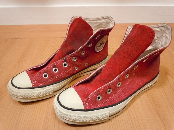 コンバース オールスター スエード 日本製 赤エンジ系 ハイカット 5-1/2 Hi CONVERSE ALLSTAR JAPAN MADE ビンテージ 中古★h拍卖