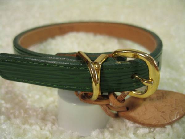 ★同梱お得★♯18-№92・本皮WITH首輪・グリーン♪拍卖