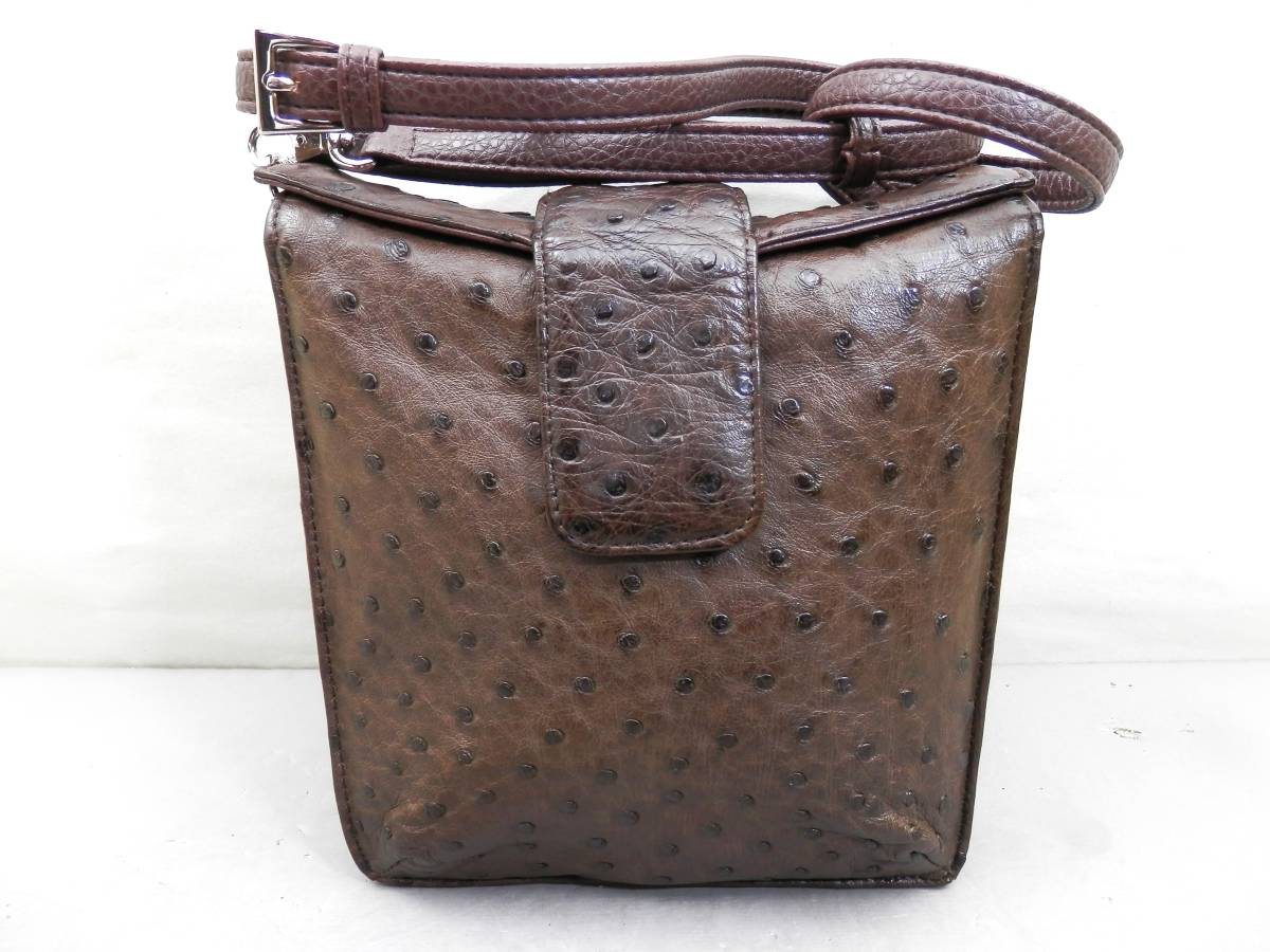 本オーストリッチ ショルダーバッグ 約466g 現状品 売り切り拍卖