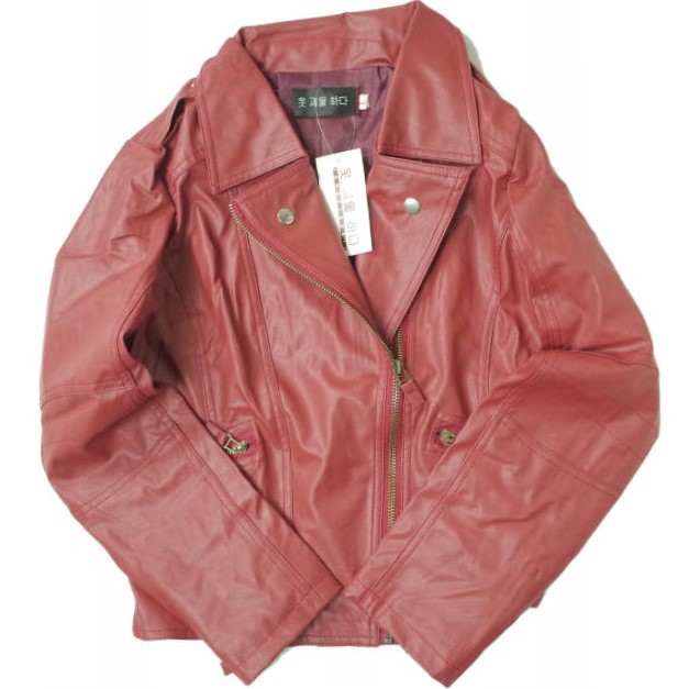 新品 no brand ノーブランド フェイクレザー ダブルライダースジャケット M レッド アウター h038拍卖