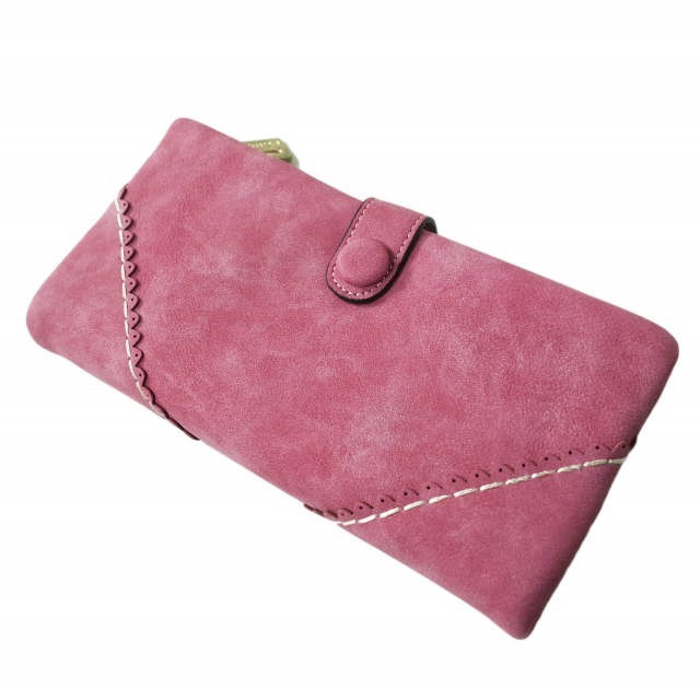 新品 no brand ノーブランド ヌバックレザー ロングウォレット ピンク 長財布 フェイクレザー h060拍卖