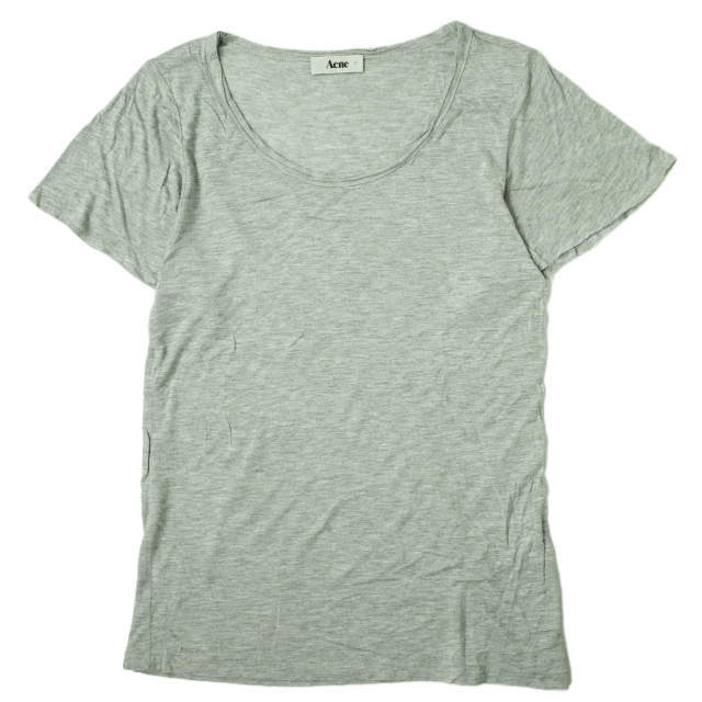 ACNE アクネ トルコ製 BUTTERFLY TEN テンセルUネックカットソー S グレー 半袖 Tシャツ トップス g7473拍卖