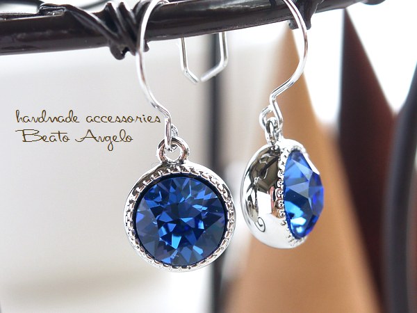 ◇◇+angelo+スワロフスキー 1088のピアス(p-044)サファイヤ S ブルー 一粒 シンプル チタン 樹脂 イヤリング 大人可愛い拍卖