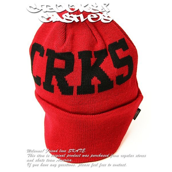 CROOKS & Castles (クルックス) ニットキャップ ビーニー 帽子 Knit Beanie Crks Red拍卖