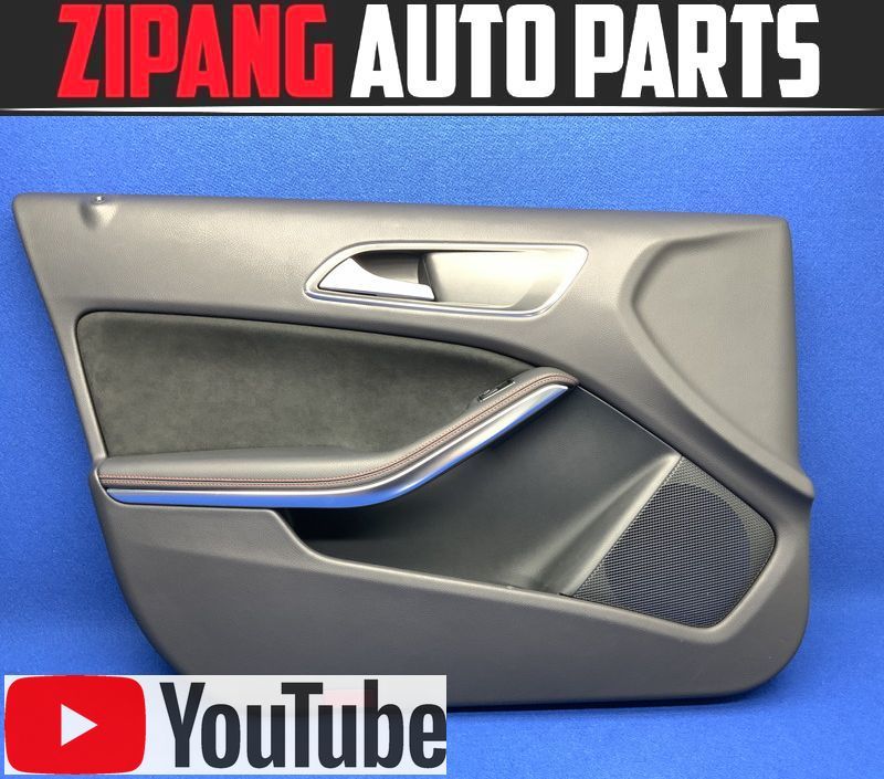 MB177 W176 A180 AMGスポーツP 前期 左フロント ドア トリム/内張り ◆アルカン/ブラック×赤ステッチ 【動画有り】◎拍卖