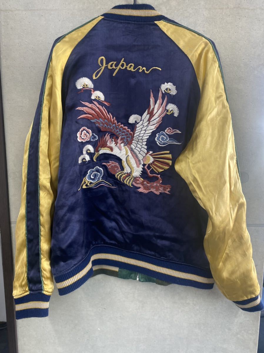 激レア 舞妓 鷹 リバーシブルスカジャン ヴィンテージ サイズL 和柄 JAPAN スカジャン 虎 鷹 レーヨン拍卖