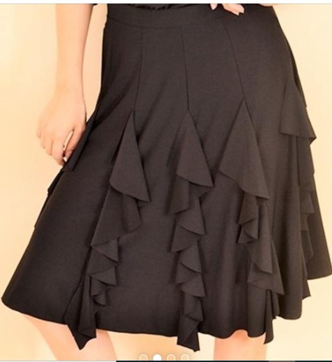 新品 ラテン 用 社交ダンス スカート 縦フリルがきれい 黒 送料無料拍卖