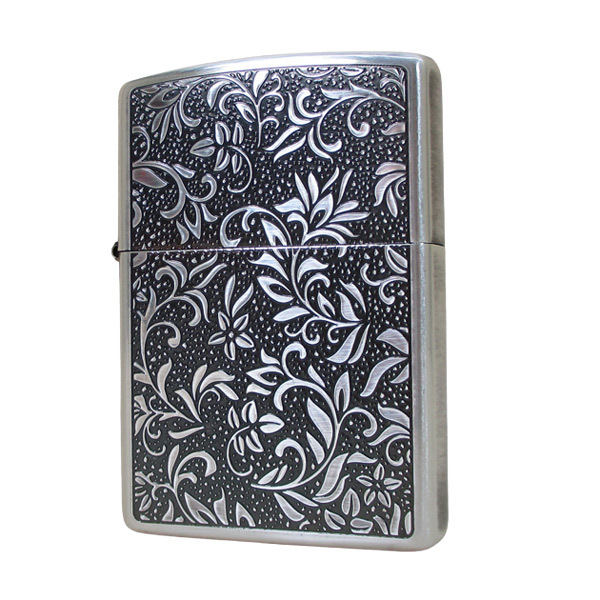 ジッポー オイルライター 銀イブシ 2面エッチング クリヤーコート NK-KA 銀/送料無料拍卖