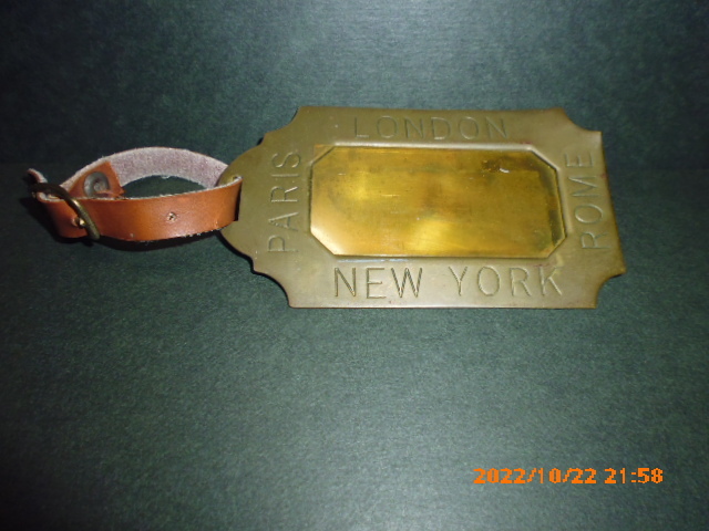 アンテイーク ビンテージ 真鍮製のラゲージタグ 傷み有り拍卖