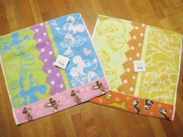 *送料無料*Disney*タオルハンカチ2枚*ミッキー&ミニー/チップ&デール*パタパタストーリー*抗菌防臭加工*拍卖