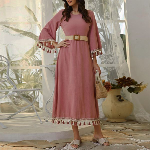58-80-33 エスニックスタイル ロングワンピース 【ピンク,XL】レディース 新品 女性 大きいサイズ ドレス スカート ロング お洒落 .2拍卖
