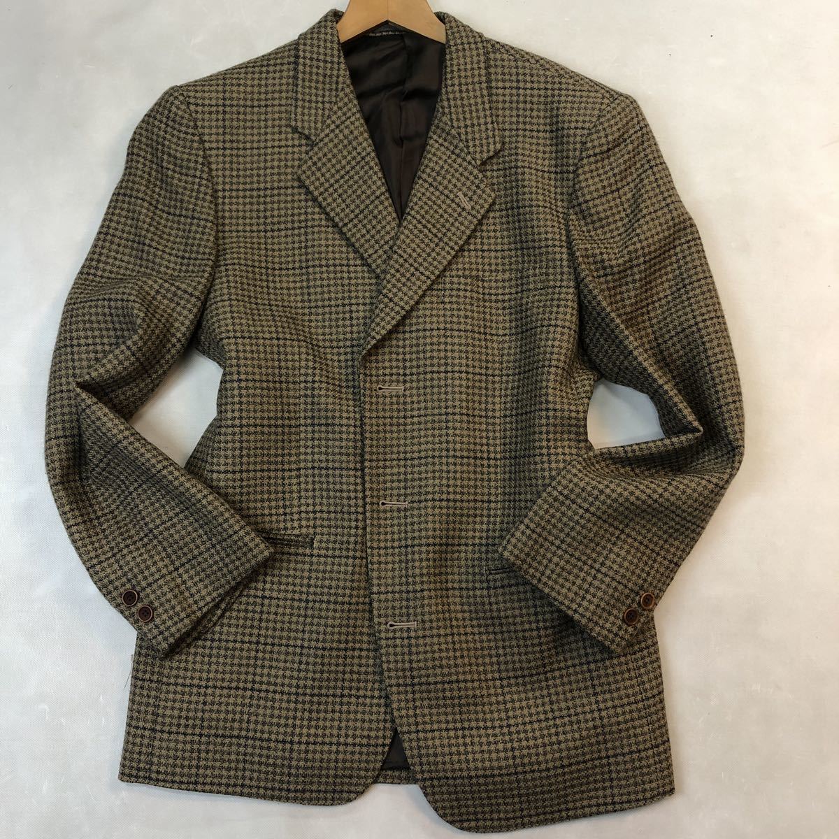 定価45,000円【サイズA5 M★冬物】新品タグ付き 高級3Bシングルジャケット ベージュ系 総裏/ノーベンツ GOLF フランネル ウール100%拍卖