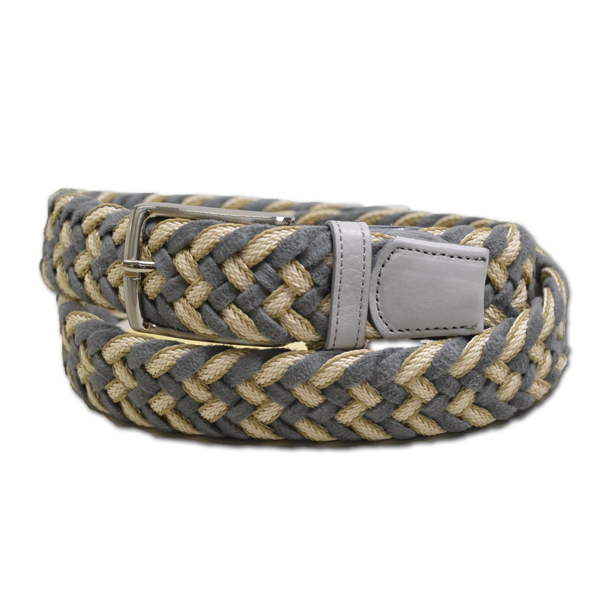 【トラット】メンズ ベルト 編み込み メッシュ L(79~88cm対応)グレー 338222810-15 TRATTO ゴルフ カジュアル 日本製 @拍卖