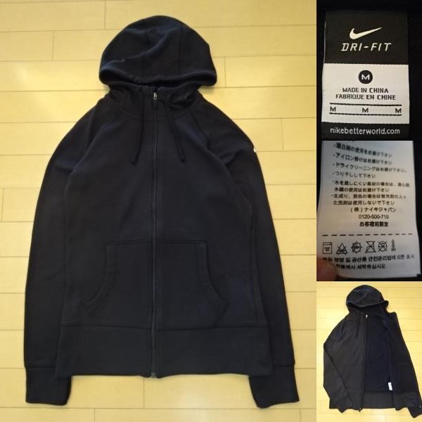 【NIKE】WOMEN'S DRI-FIT フルジップパーカー ブラック SIZE:M (ナイキ,フーディー)拍卖