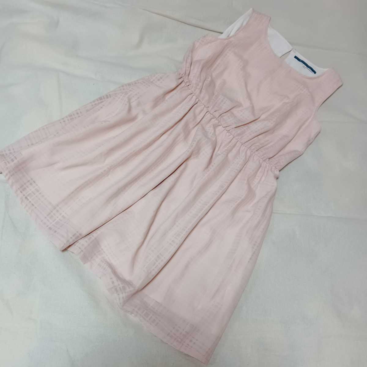 THE EMPORIUM ジ・エンポリアム ノースリーブワンピース 膝丈ワンピース キレイ目ワンピース レディースサイズ ピンク M 中古品拍卖
