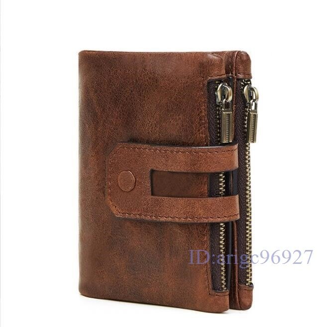 R980☆新品財布メンズ革 二つ折り 財布レザー折 財布革財布 本革牛革 コンパクト財布 人気 男性用 2つ折り 財布 小銭入れ コーヒー拍卖