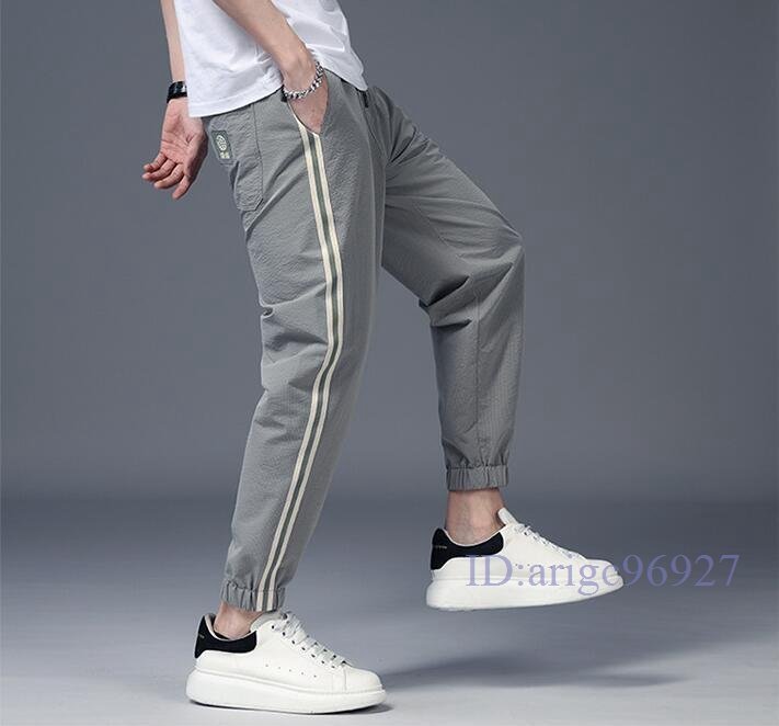 S266☆新品チンパン 夏通気薄め 速乾パンツ トレーナー動きやすい 九分丈 カジュアル ボトムス テーパード ズボン カジュアル グレー拍卖