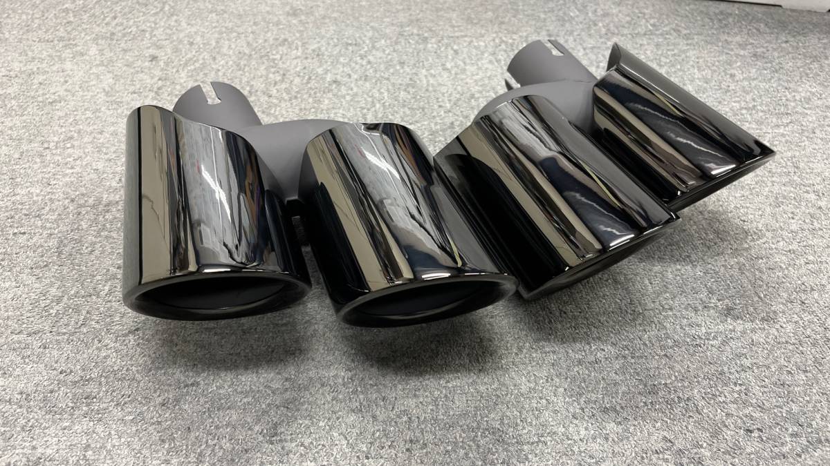 ステンレス製 ポルシェ【PORCHE】マカン/マカンS【Macan】 ルック GTS仕様 ブラッククローム 汎用 マフラーテール 左右セット 8092C拍卖