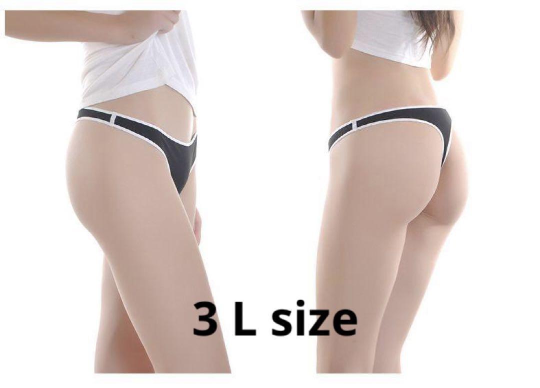 O-44.set割 Tバックショーツ レディース ブラック×ホワイト 3L拍卖