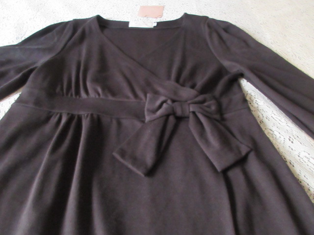 R)■タグ付き新品■日本製ブランド品■【Couture Brooch】ワールド■毛13%■胸元カシュクール&リボン!■デザイン重ね着ワンピース 拍卖