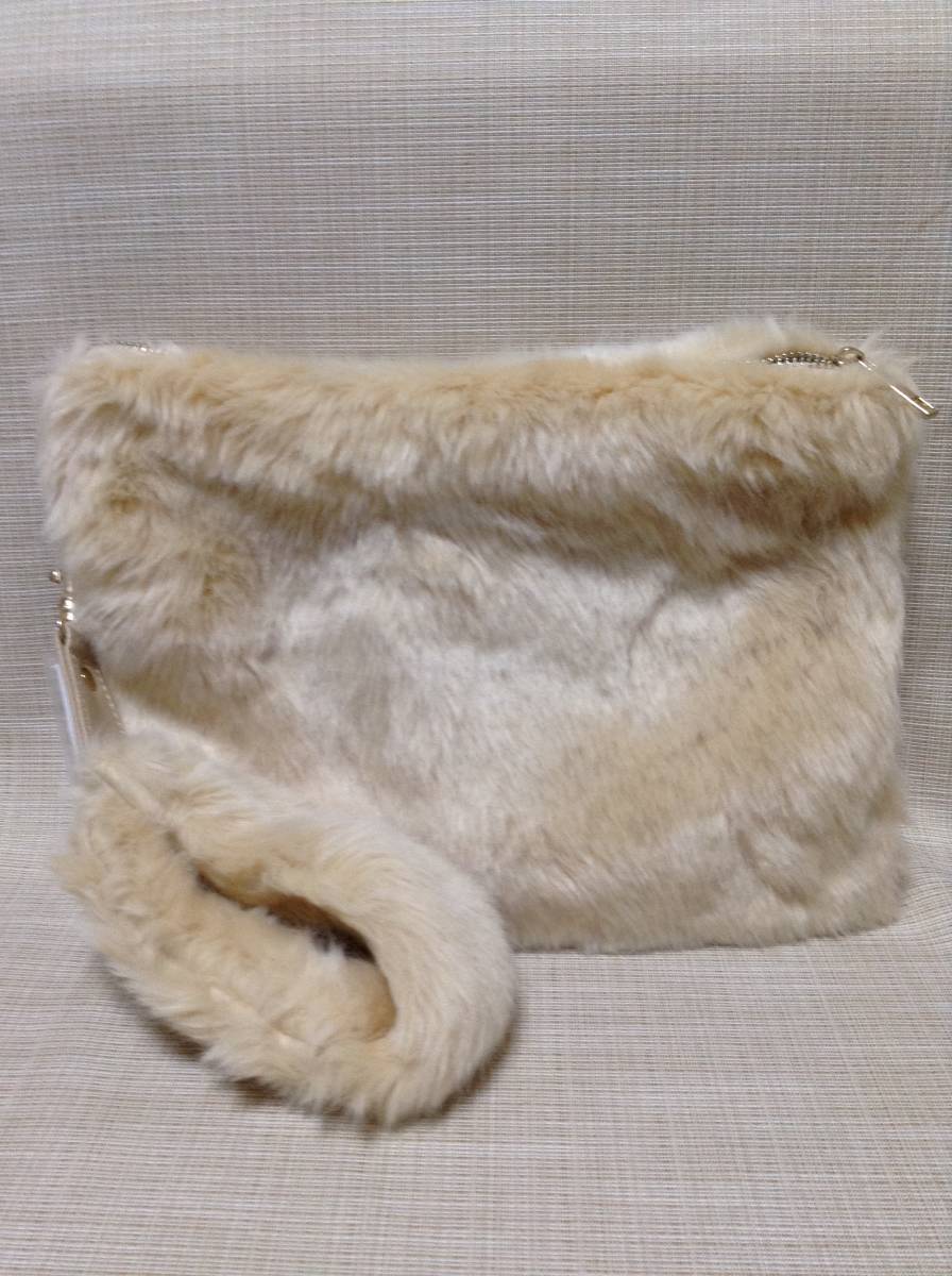 ファー バングル付き クラッチバッグ ベージュ ポーチ,鞄,かばん,小物入れ拍卖