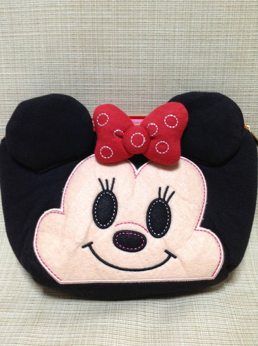 ミニーマウス フェイスポーチ 【Disney/ディズニー】 顔型 小物入れ,メイクポーチ,コスメポーチ,化粧ポーチ拍卖