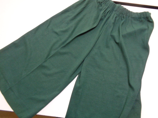 D208-80【1円~】 昭和レトロ ジャージ地 キュロット モスグリーン ウエストゴム W78~ 日本製 70年代 ヴィンテージ 長期保管品拍卖