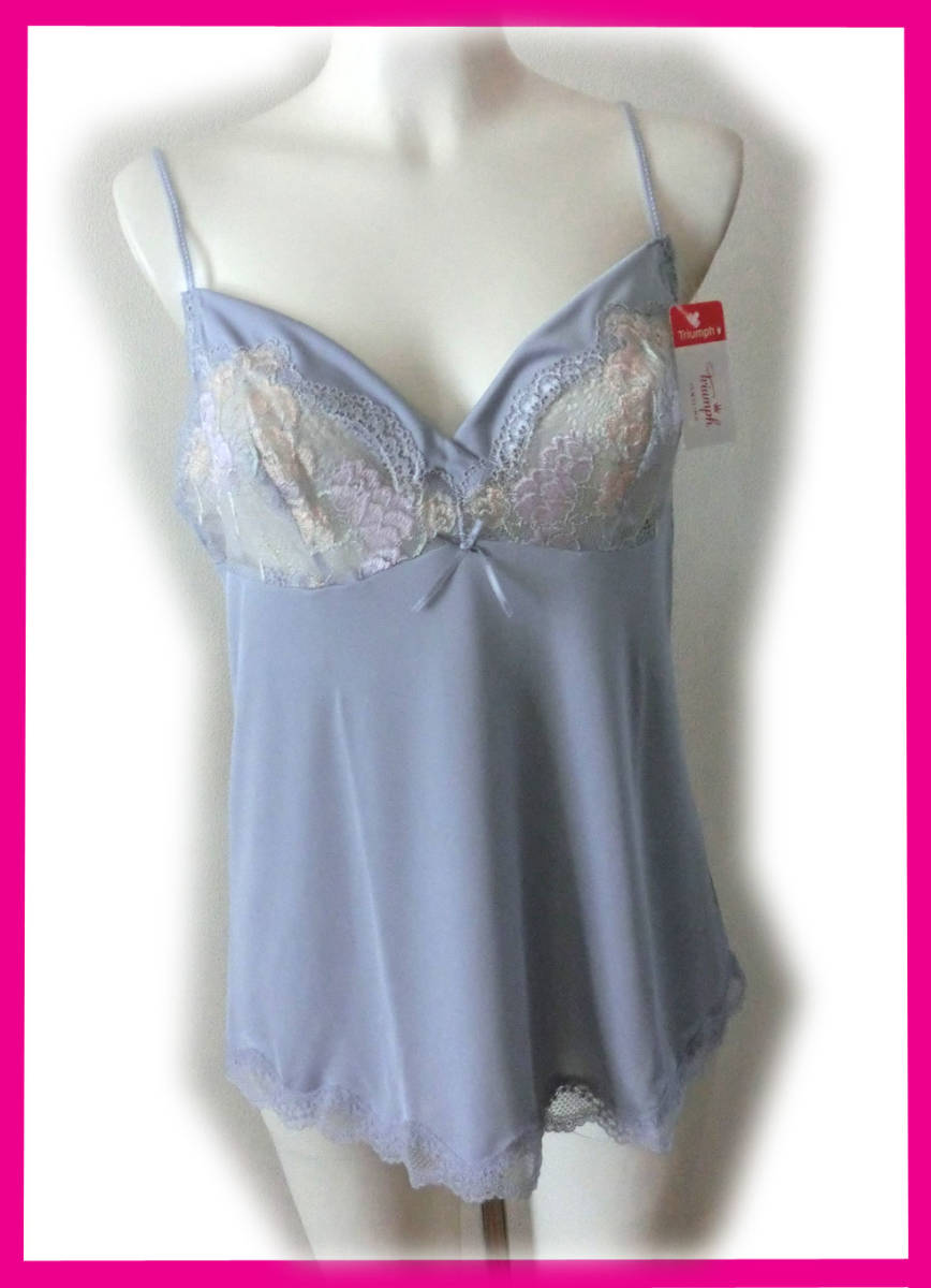 135 トリンプ ジュエリング TR0020 高級キャミソール スリップ M 79-87㎝ ブルー系? レース エレガント キュート ベビードール拍卖