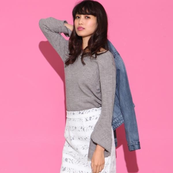 ★秋物人気ブランド新品タグ付き★VICKYビッキー2wayベルスリーブワイドリブトップス上品質<M>★切手★拍卖