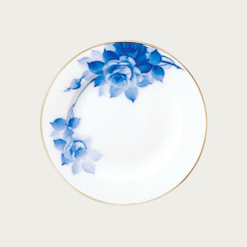 大倉陶園 ☆ブルーローズ20cmデザート皿☆ 8011A/3H 新品 ケーキ皿 プレート ディナー 中皿 ギフト拍卖