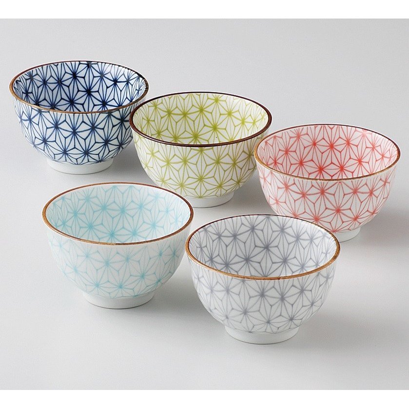 美濃焼! ☆麻の葉・煎茶5客セット☆ V4143-3 未使用 湯呑 日本茶 ほうじ茶 茶器 拍卖