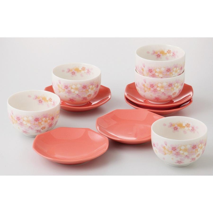 美濃焼! ☆山桜・茶菓セット☆ V4069-5 未使用 湯呑 煎茶 日本茶 ほうじ茶 茶器 ギフト拍卖