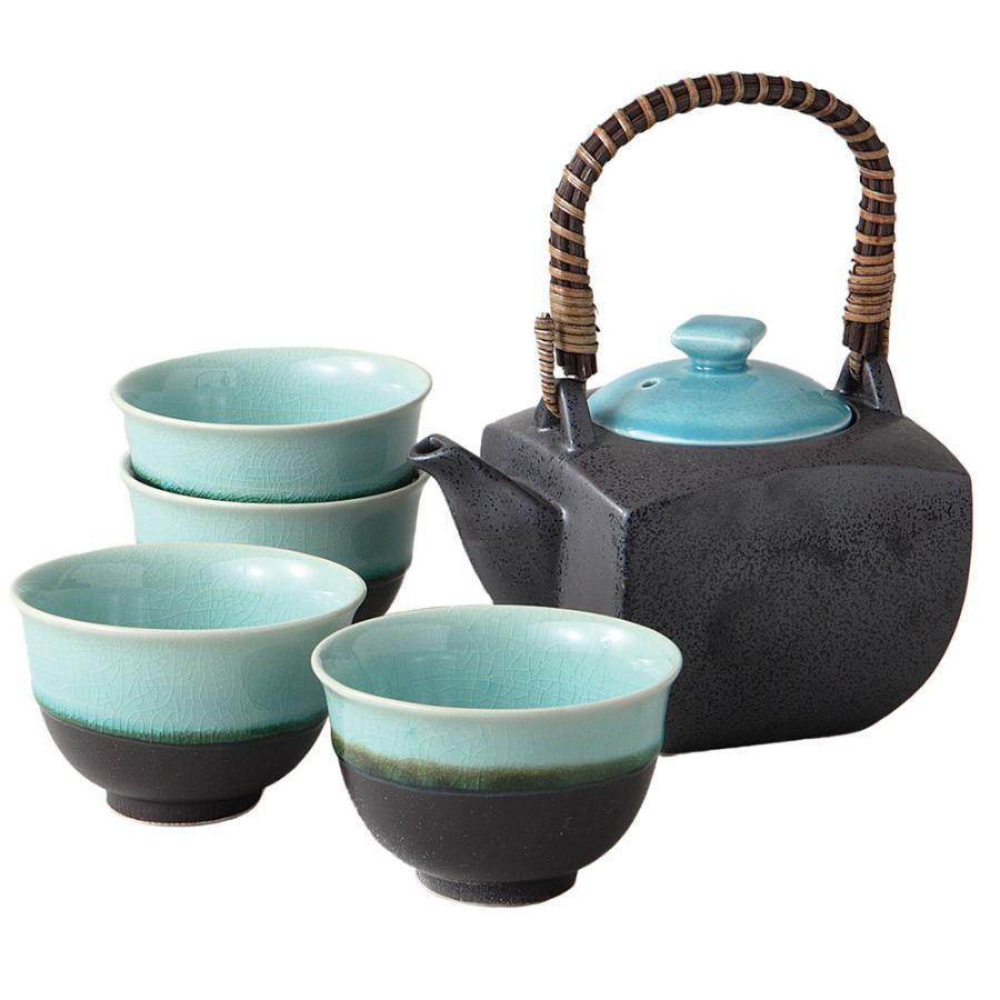 茶器! ☆青海茶器セット☆ V4067-5 新品 湯呑 煎茶 急須 ポット 日本茶 ほうじ茶 ギフト拍卖