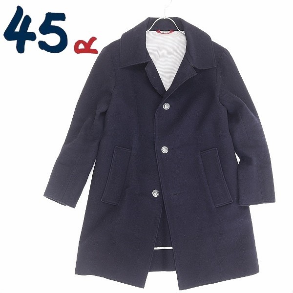 ◆umii908 45R ウミ メタルボタン ウール コート 紺 ネイビー 2拍卖