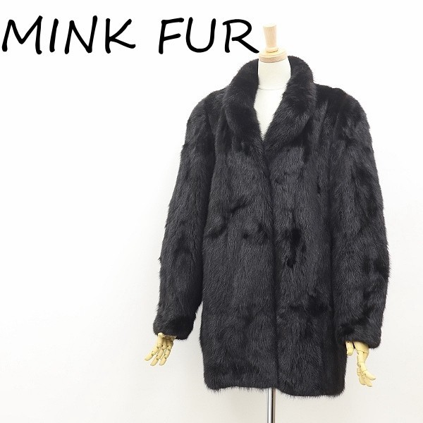 ◆Malvoisie マルヴォワジー ミンクファー 毛皮 コート 黒 ブラック 15 大きいサイズ拍卖